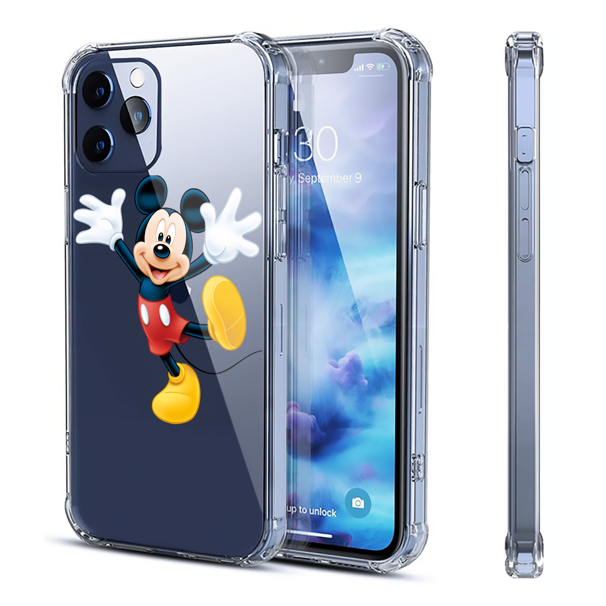 （画像用） ミッキーマウス Mickey Mouse 【iPhone 12シリーズ対応】透明スマホケース（クリアソフトケース）